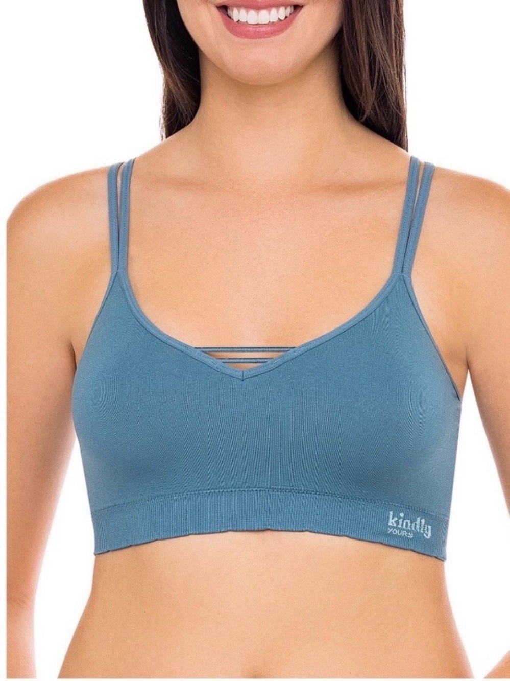 Kindly Yours Reef Blue caged v-neck sustainable bralette size XXL